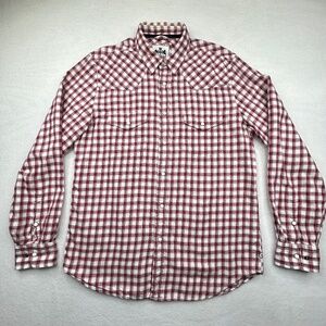 Express men’s Large Plaid Western Long-sleeve Button-up Shirt Embroidered-Back